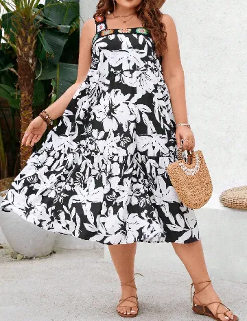 Rochie medie SHEIN CURVE, alb/negru