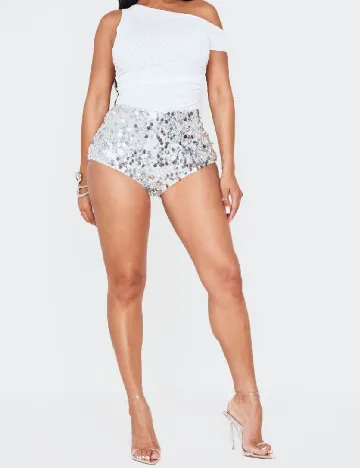 Pantaloni scurti PRETTYLITTLETHING, argintiu