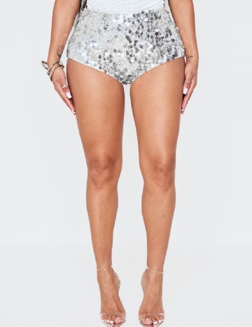 Pantaloni scurti PRETTYLITTLETHING, argintiu
