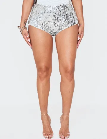 Pantaloni scurti PRETTYLITTLETHING, argintiu