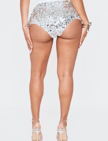 Pantaloni scurti PRETTYLITTLETHING, argintiu