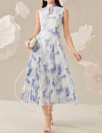Rochie medie SHEIN, albastru/alb Albastru