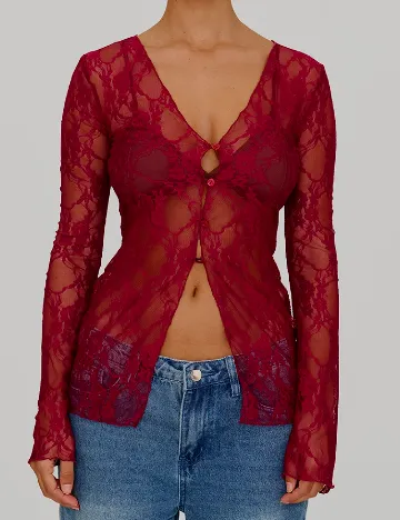 Bluza PRETTYLITTLETHING, visiniu Rosu
