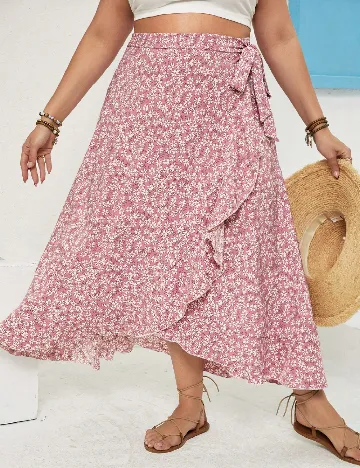 Fusta SHEIN CURVE, floral Floral print