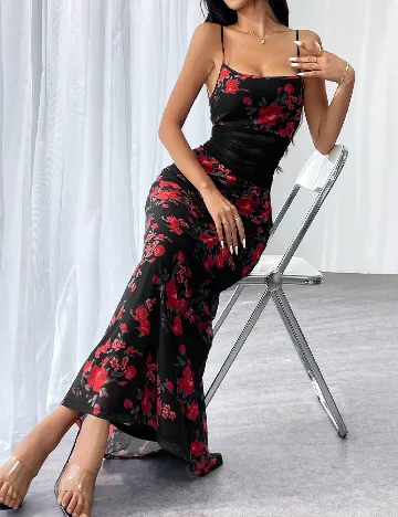 Rochie lunga SHEIN, rosu/negru Negru