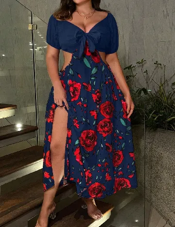 Rochie medie SHEIN CURVE, bleumarin Albastru