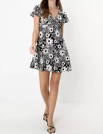 Rochie scurta ASOS, alb/negru Negru