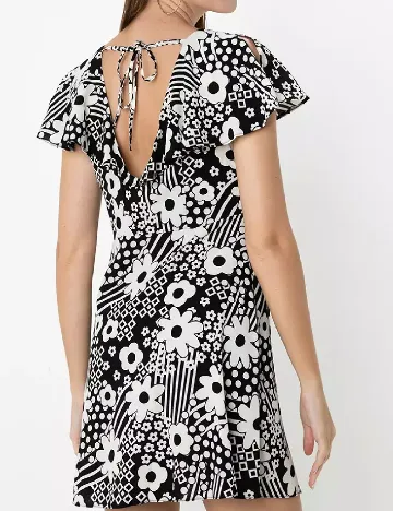 Rochie scurta ASOS, alb/negru Negru