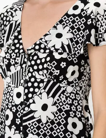 Rochie scurta ASOS, alb/negru Negru