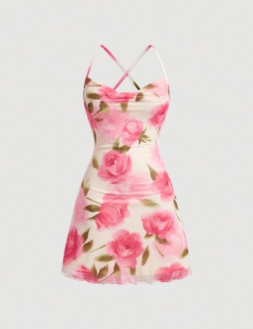 Rochie scurta SHEIN, floral print