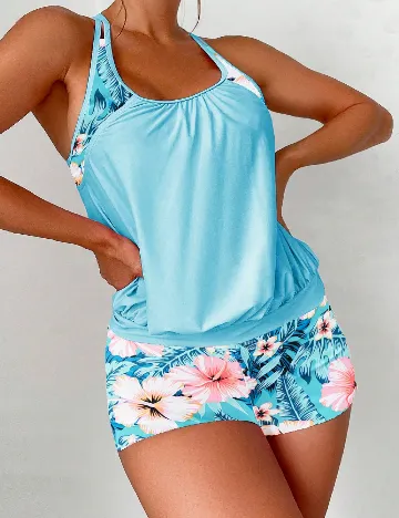 Costum de baie SHEIN, bleu Albastru