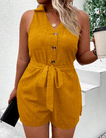 Salopeta SHEIN CURVE, mustar Galben