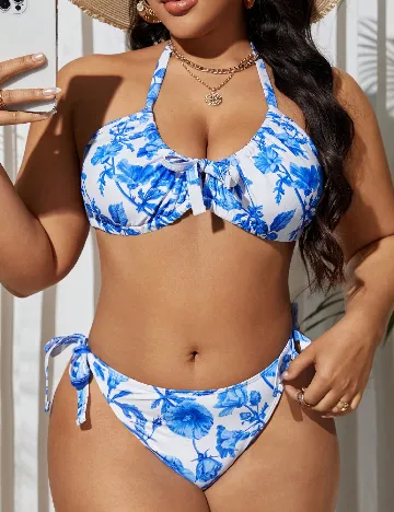 Costum de baie SHEIN CURVE, albastru Albastru
