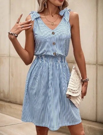 Rochie scurta SHEIN, alb/albastru Albastru