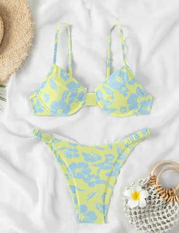 Costum de baie SHEIN, albastru/verde Verde