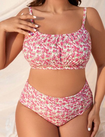 Costum de baie SHEIN CURVE, floral print