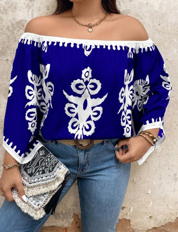 Bluza SHEIN CURVE, albastru