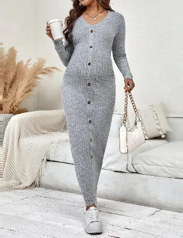 Rochie lunga SHEIN Maternity, gri