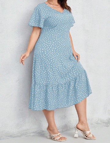Rochie medie SHEIN CURVE, albastru