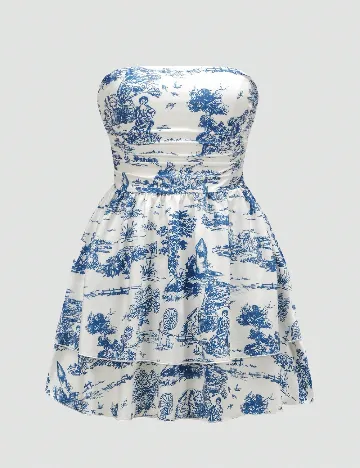 Rochie scurta SHEIN CURVE, alb/albastru Alb
