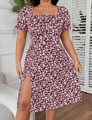 Rochie medie SHEIN CURVE, maro