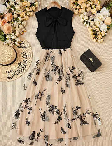 Rochie medie SHEIN, crem/negru Crem