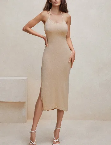 Rochie medie Anewsta, crem