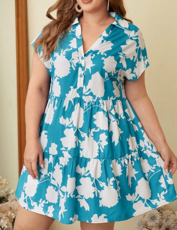 Rochie scurta SHEIN CURVE, bleu