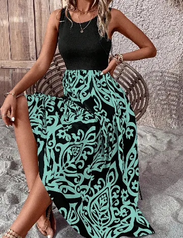 Rochie medie SHEIN, negru/turcoaz