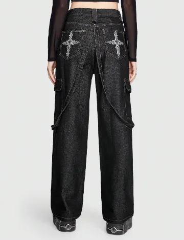 Blugi Romwe, negru Negru
