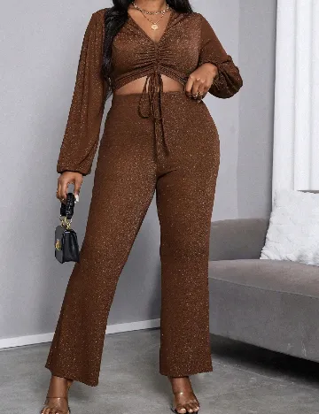 Compleu SHEIN CURVE, maro Maro