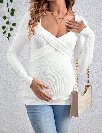 Bluza SHEIN Maternity, alb