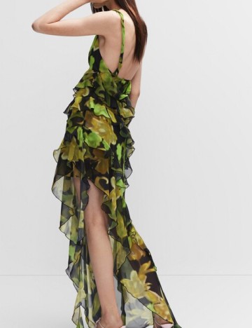 Rochie lunga Mango, negru/verde