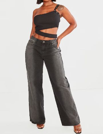 Top PRETTYLITTLETHING, negru