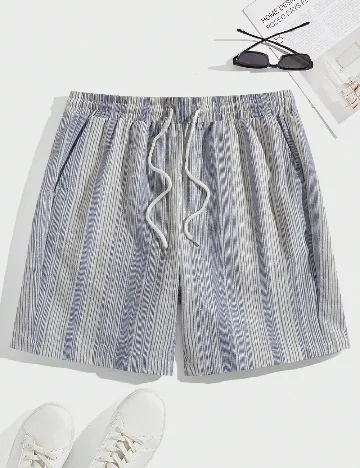 Pantaloni scurti SHEIN, albastru/alb Albastru