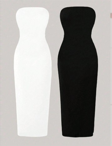 Set Rochii 2 bucati SHEIN CURVE, alb/negru