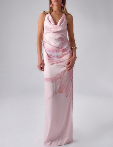Rochie lunga Musera, roz pal