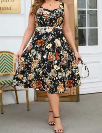 Rochie medie SHEIN CURVE, floral print