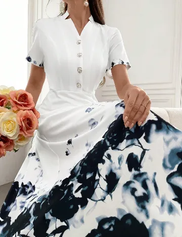 Rochie medie SHEIN, alb/albastru Alb