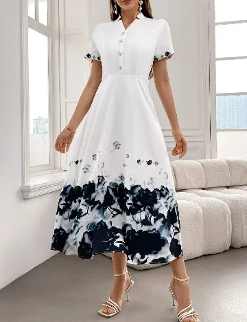 Rochie medie SHEIN, alb/albastru Alb