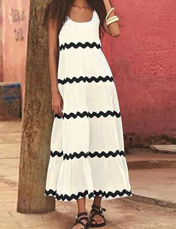 Rochie lunga SHEIN, alb/negru