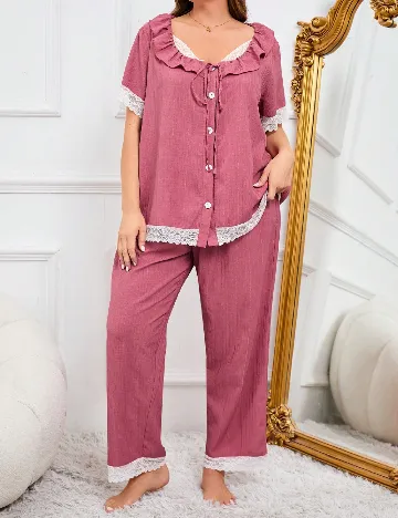 Pijama SHEIN CURVE, roz Roz