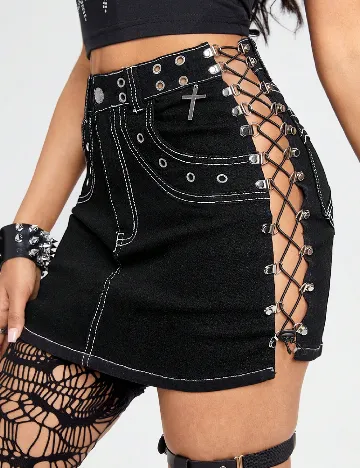 Fusta Romwe, negru Negru
