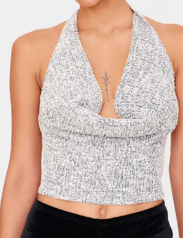 Top PRETTYLITTLETHING, alb/negru