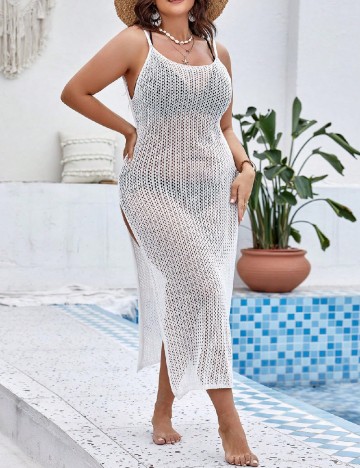 Rochie de plaja SHEIN CURVE, alb