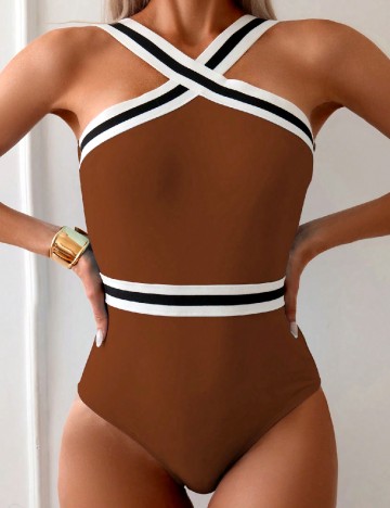 Costum de baie SHEIN, maro