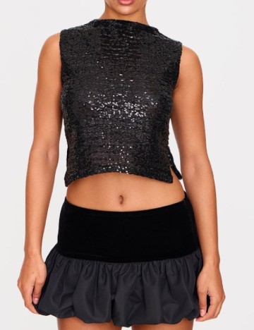 Top PRETTYLITTLETHING, negru