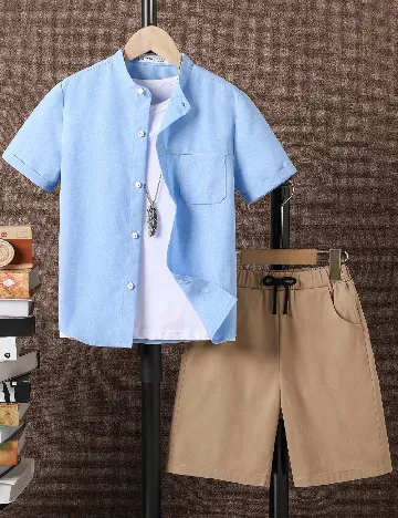 Compleu Shein Kids, albastru/maro Albastru