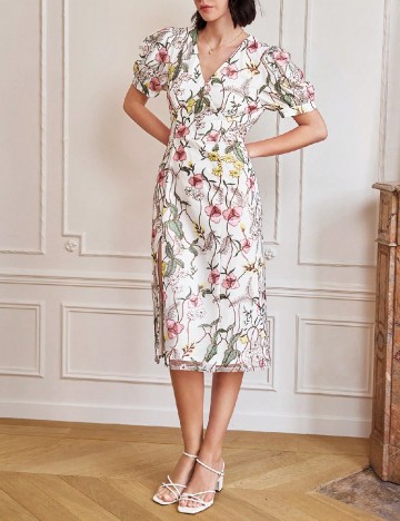 Rochie medie SHEIN, alb floral