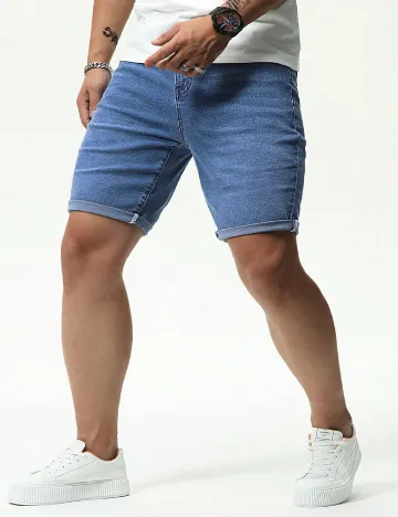 Pantaloni scurti SHEIN Plus Size Men, albastru Albastru